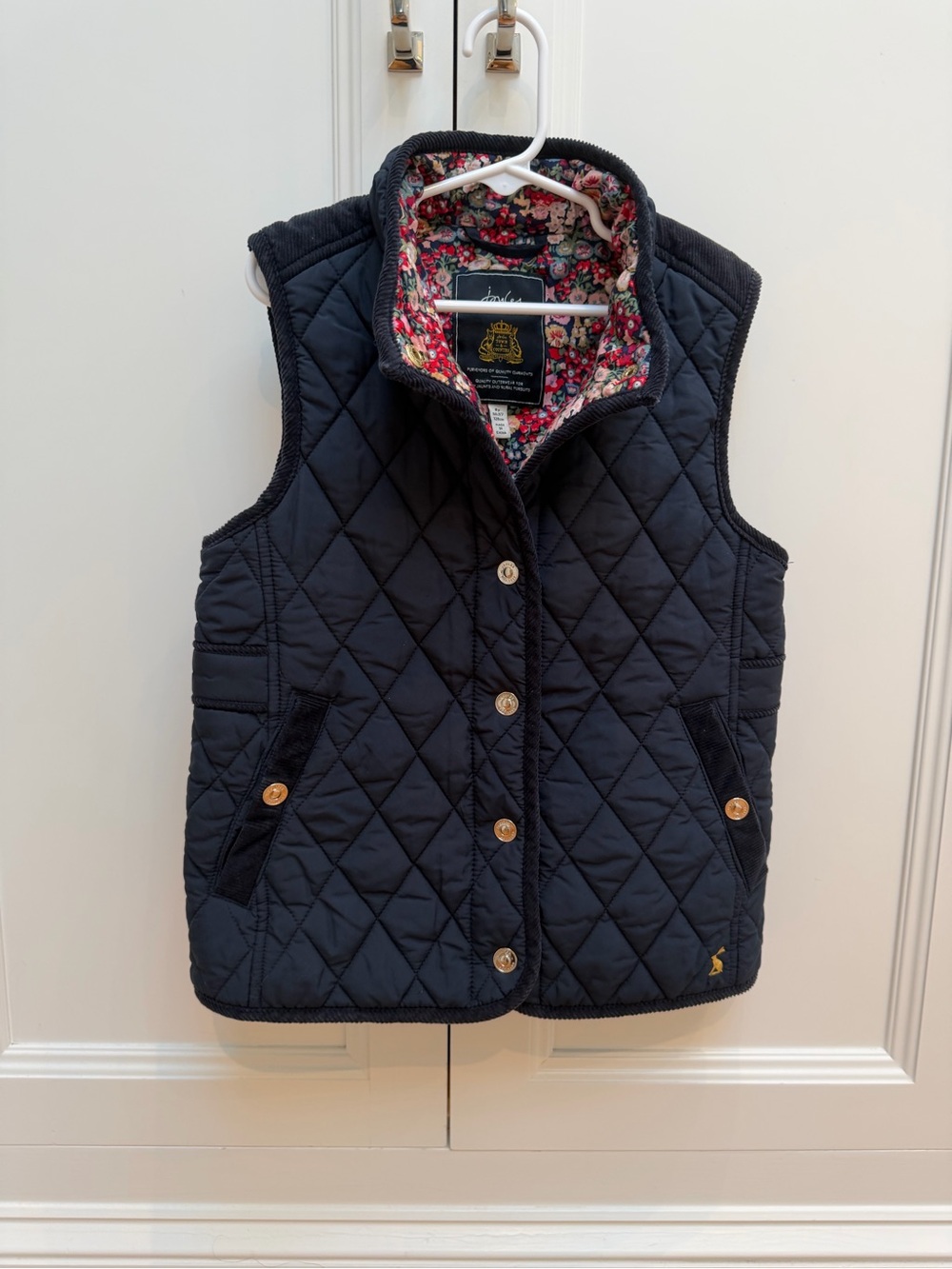 Joules Bridgefield Navy Quilted Floral Lined Gilet Vest Girls 8Y